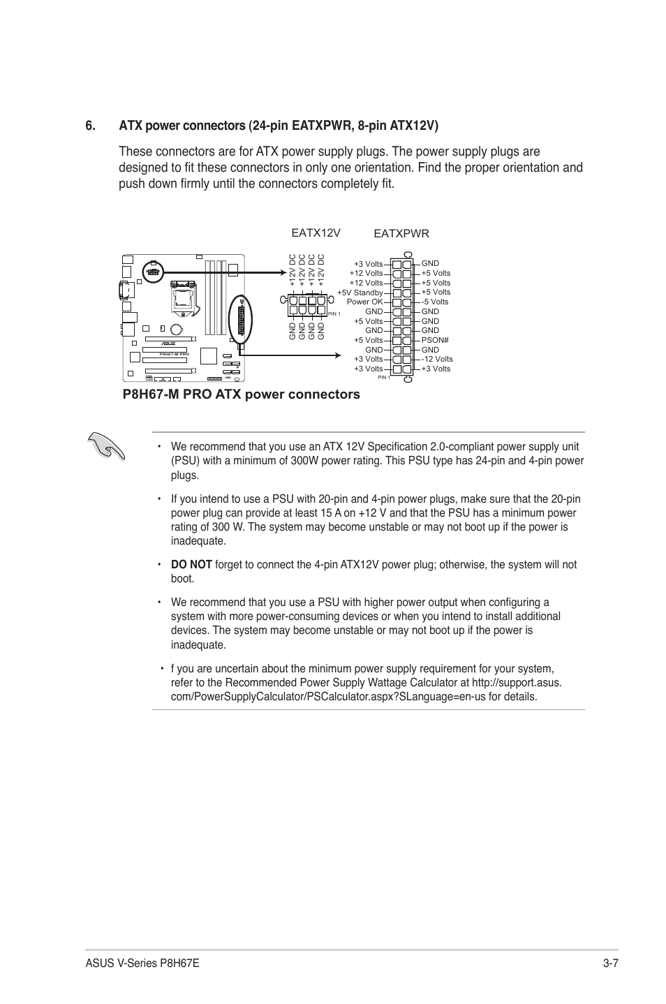 P8h67-m pro atx power connectors | Asus V9-P8H67E User Manual | Page 50 / 78