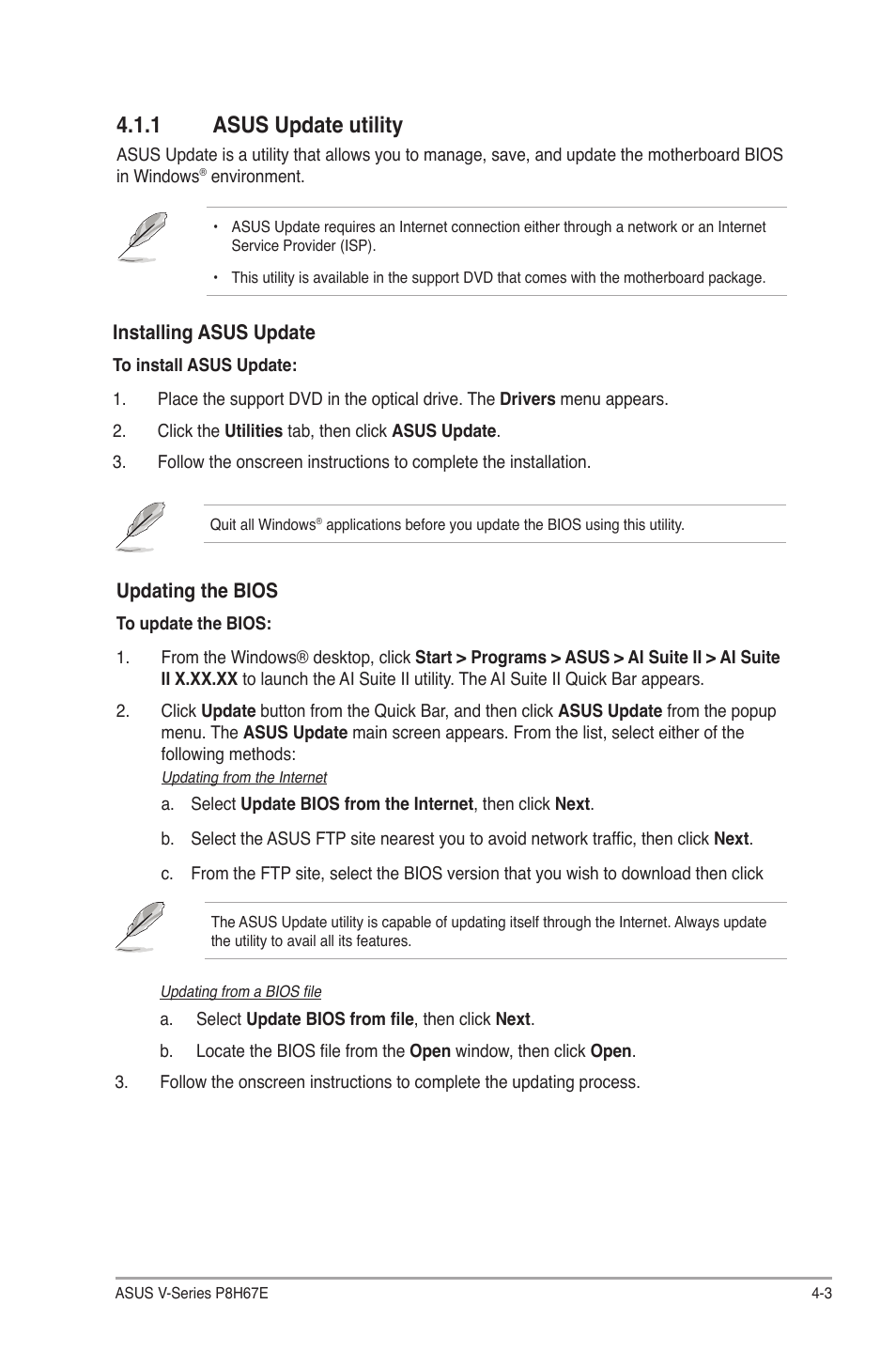 1 asus update utility | Asus V9-P8H67E User Manual | Page 56 / 78