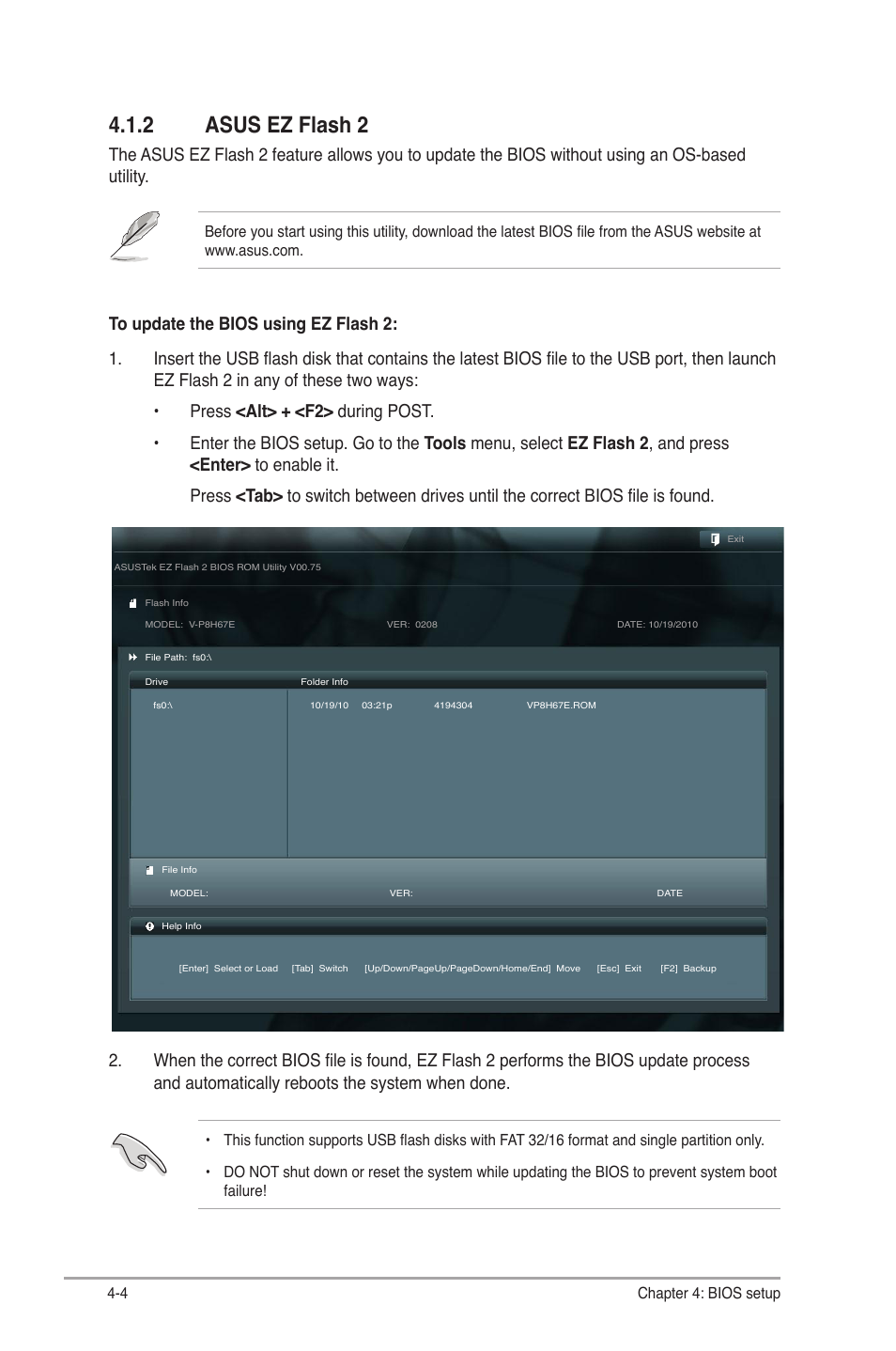 2 asus ez flash 2 | Asus V9-P8H67E User Manual | Page 57 / 78