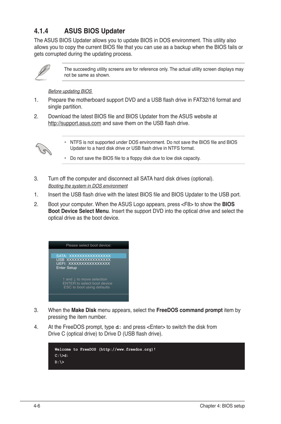 4 asus bios updater | Asus V9-P8H67E User Manual | Page 59 / 78