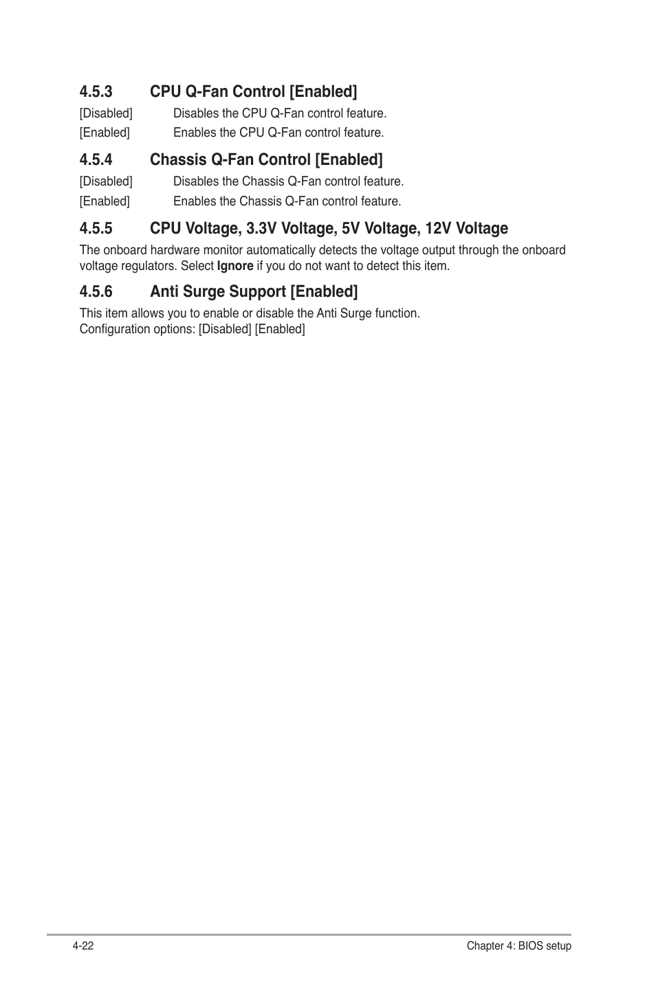 3 cpu q-fan control [enabled, 4 chassis q-fan control [enabled, 6 anti surge support [enabled | Asus V9-P8H67E User Manual | Page 75 / 78