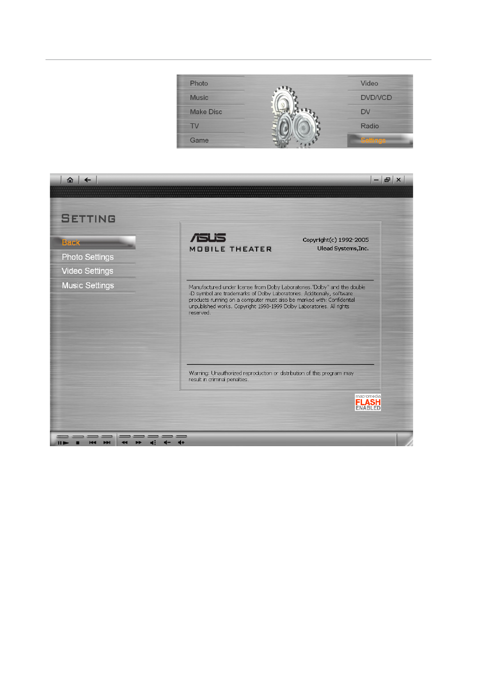 Settings | Asus W1V User Manual | Page 12 / 36