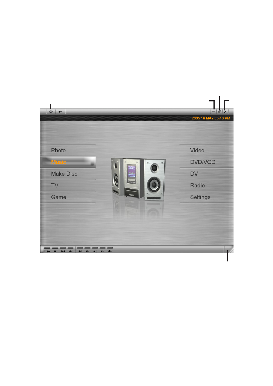 The user interface, The system panel | Asus W1V User Manual | Page 9 / 36