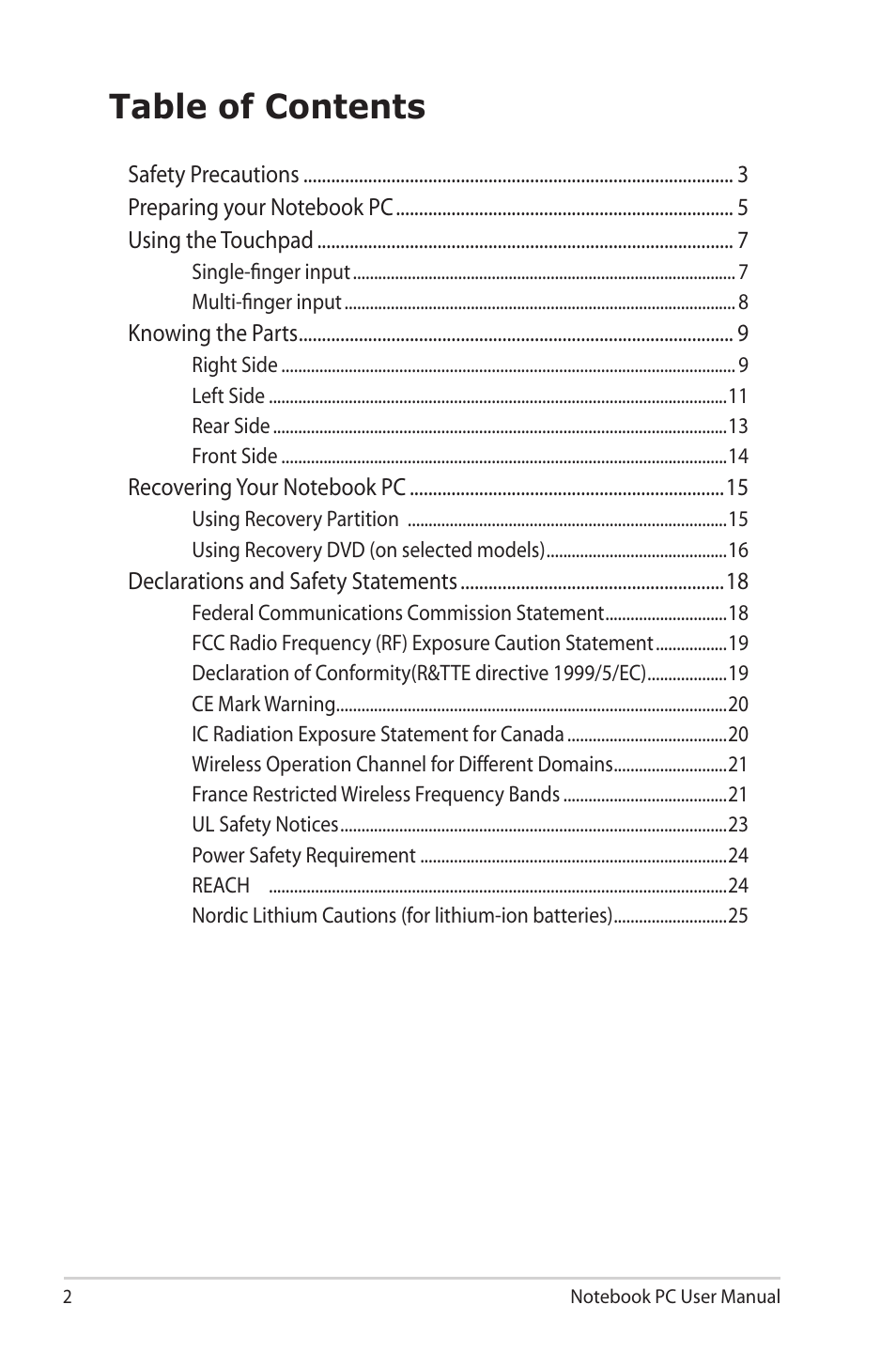 Asus U81A User Manual | Page 2 / 28