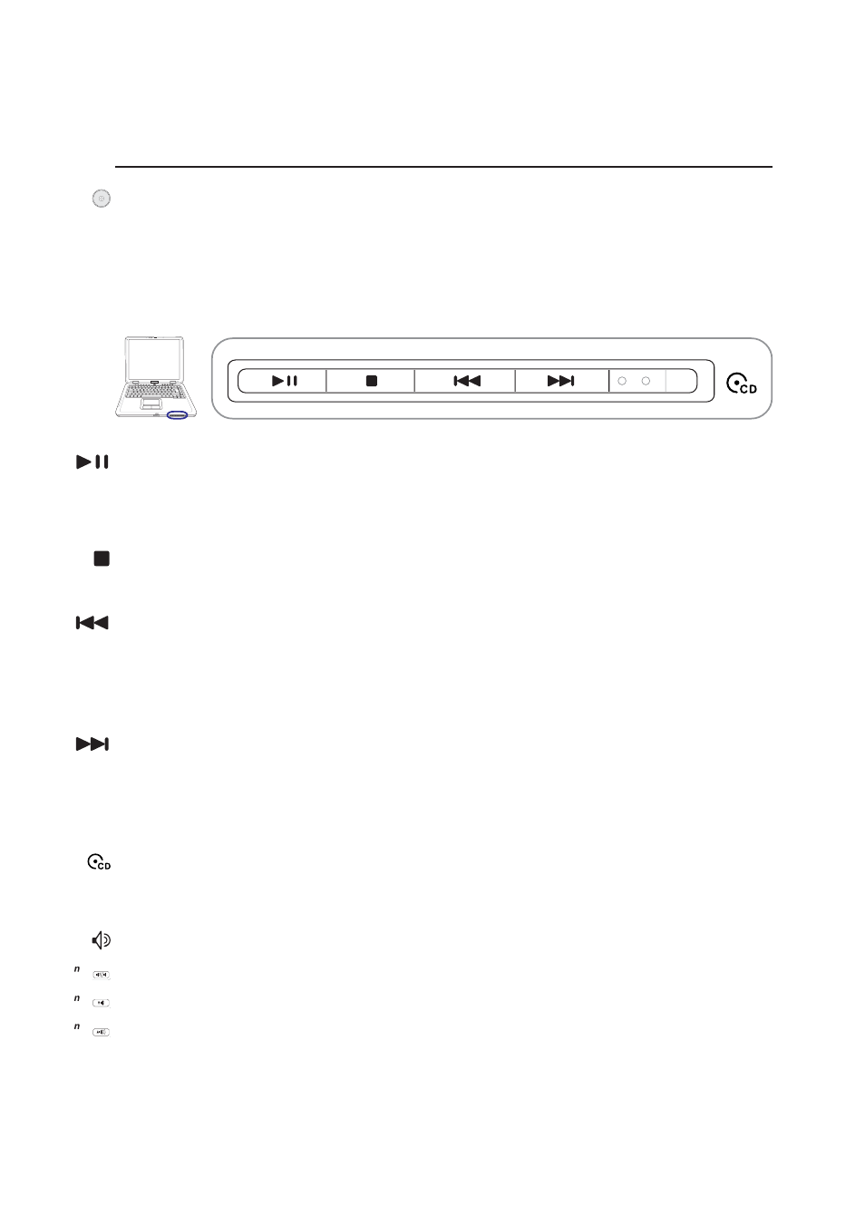 Cd player control buttons and indicator | Asus Z71V User Manual | Page 39 / 74