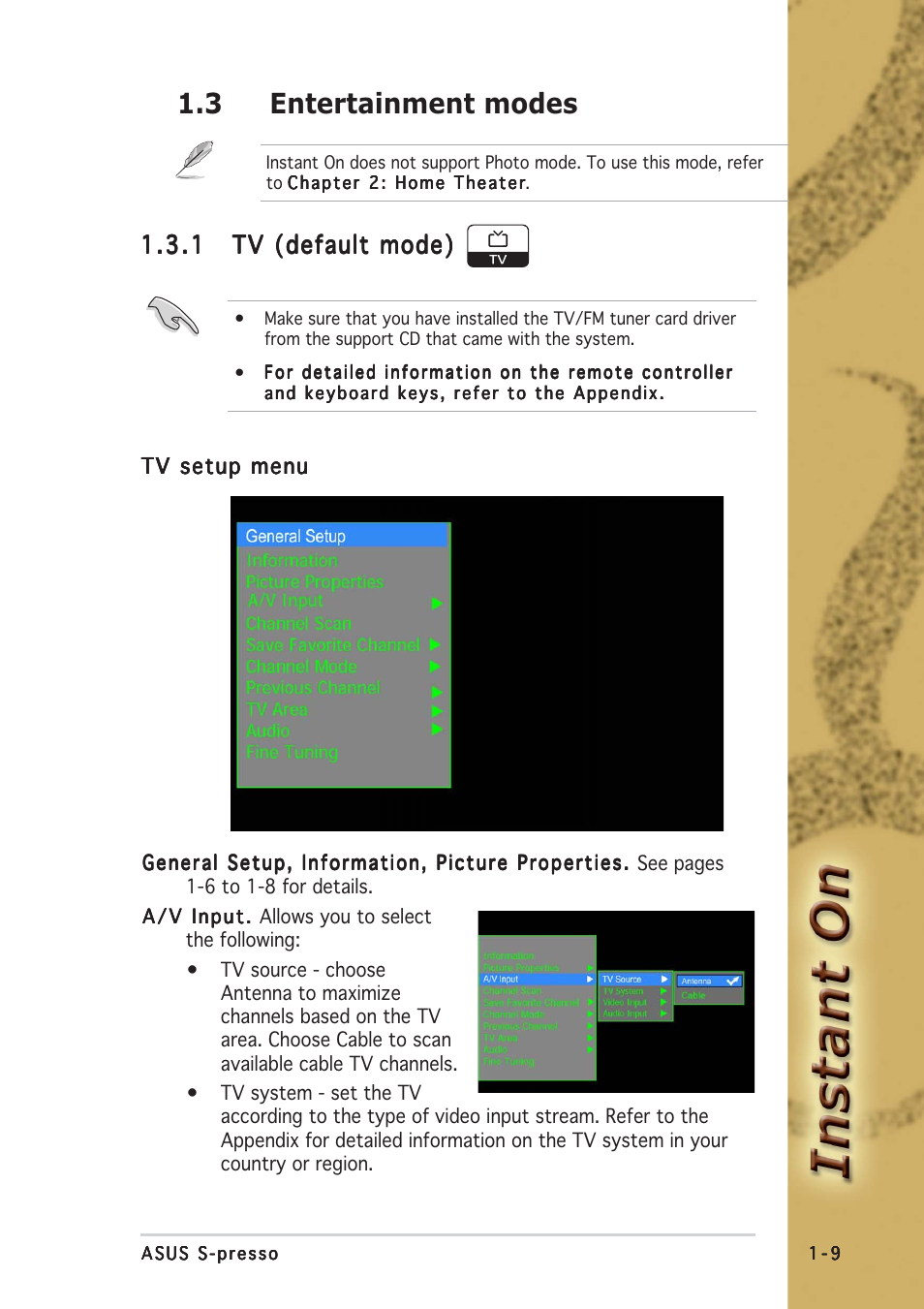 3 entertainment modes | Asus S-presso User Manual | Page 17 / 64