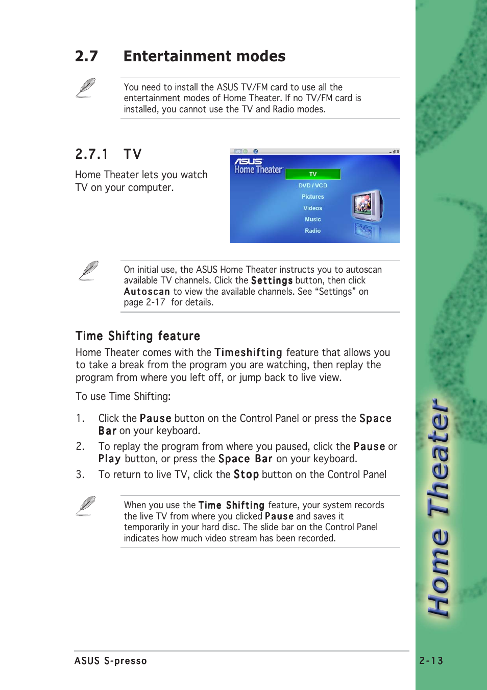 7 entertainment modes | Asus S-presso User Manual | Page 37 / 64