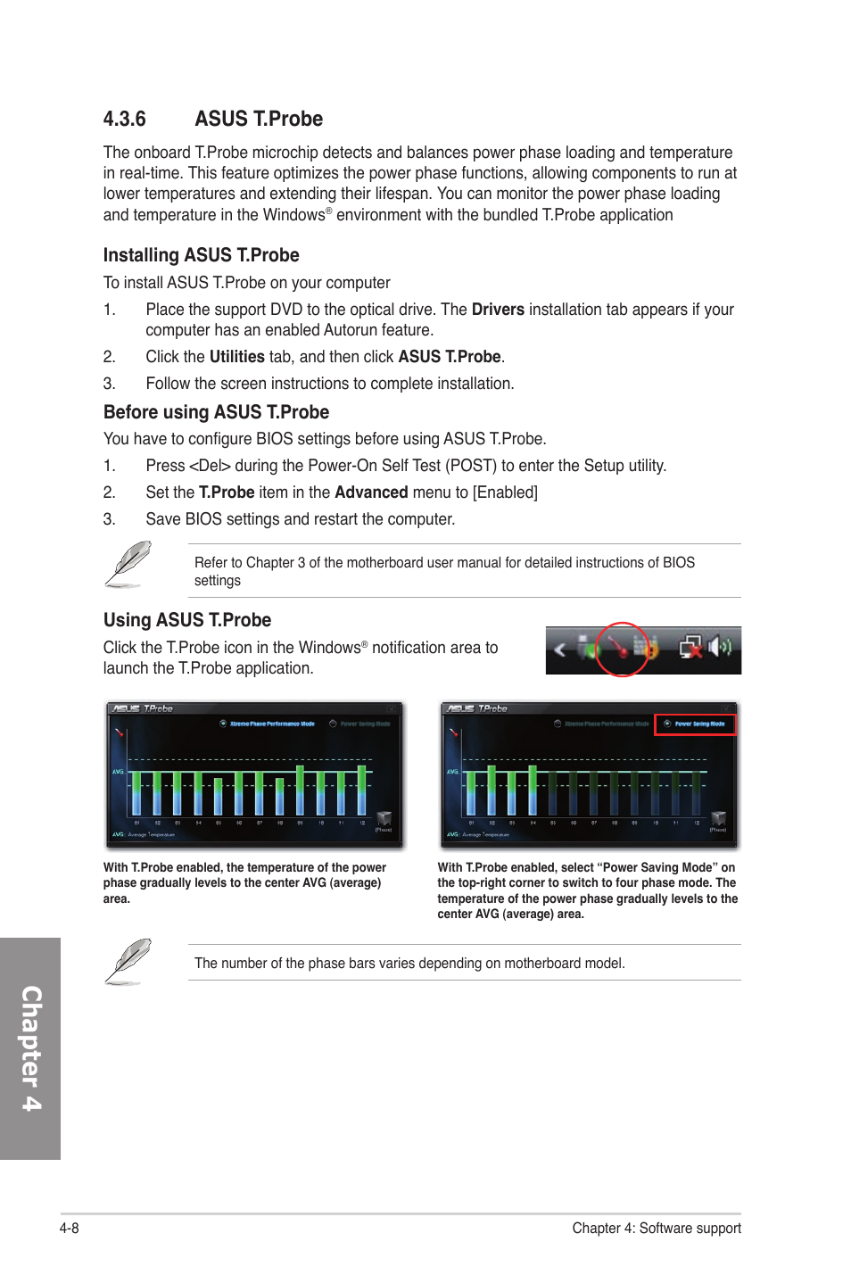 6 asus t.probe, Asus t.probe -8, Chapter 4 | Asus P7P55D-E Deluxe User Manual | Page 112 / 132