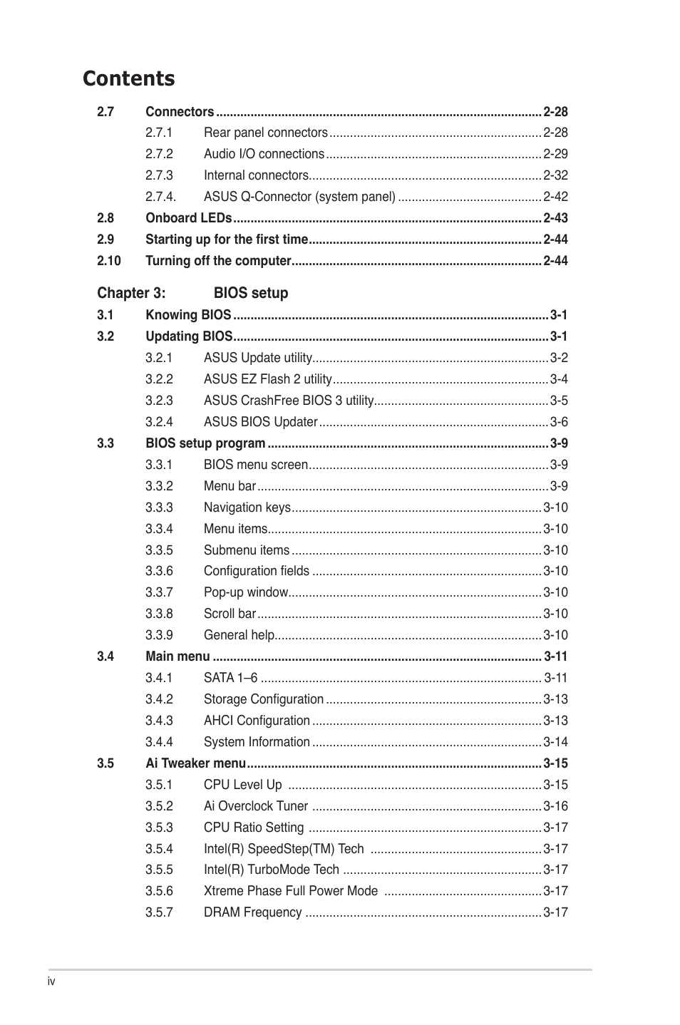 Asus P7P55D-E Deluxe User Manual | Page 4 / 132