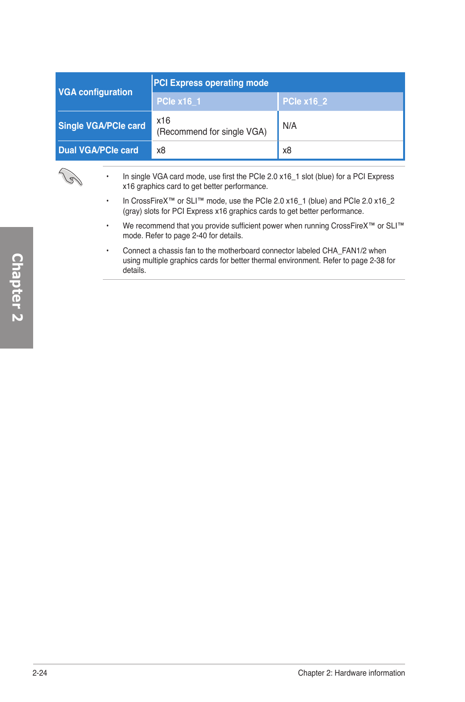 Chapter 2 | Asus P7P55D-E Deluxe User Manual | Page 44 / 132