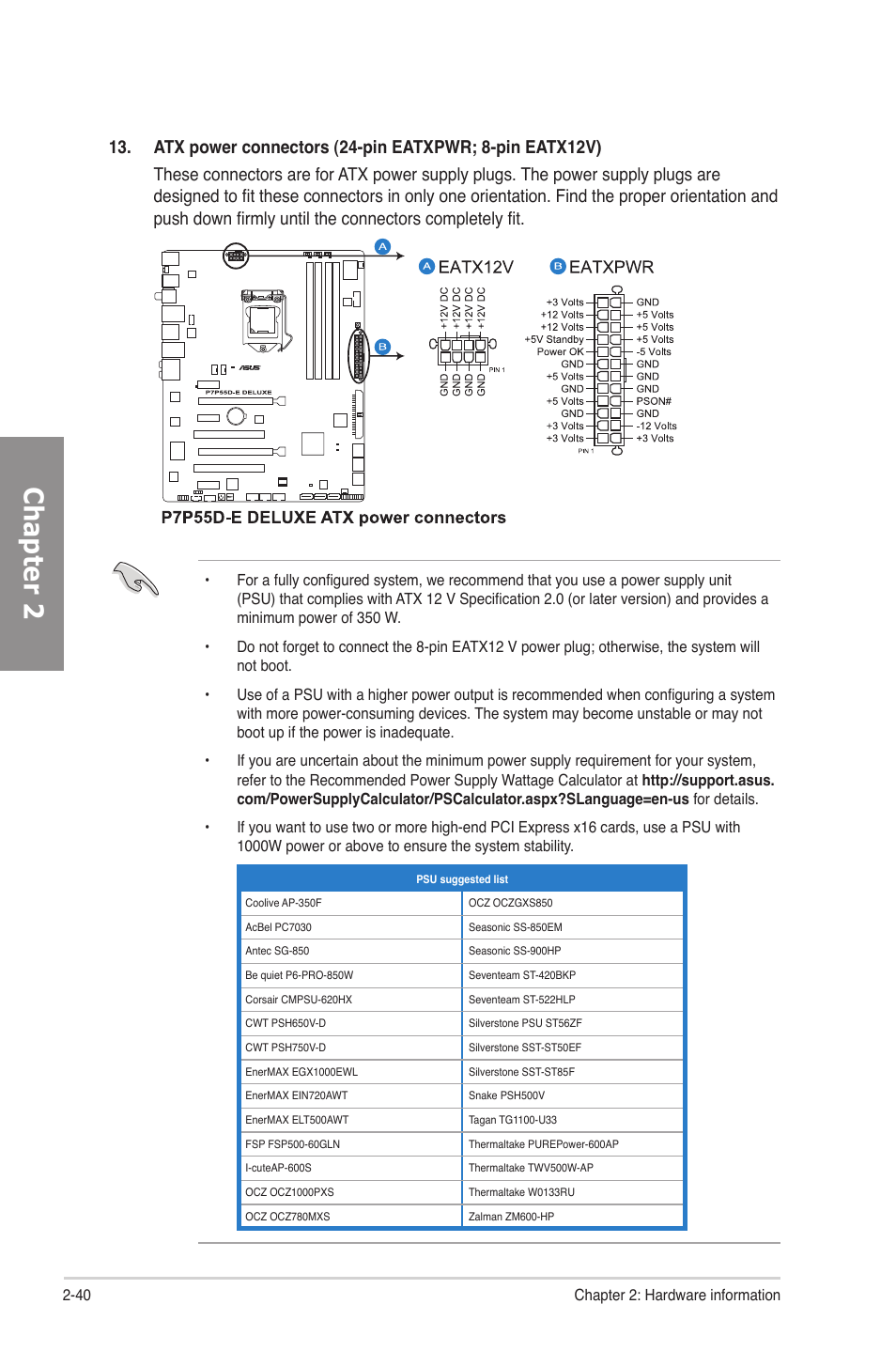 Chapter 2 | Asus P7P55D-E Deluxe User Manual | Page 60 / 132