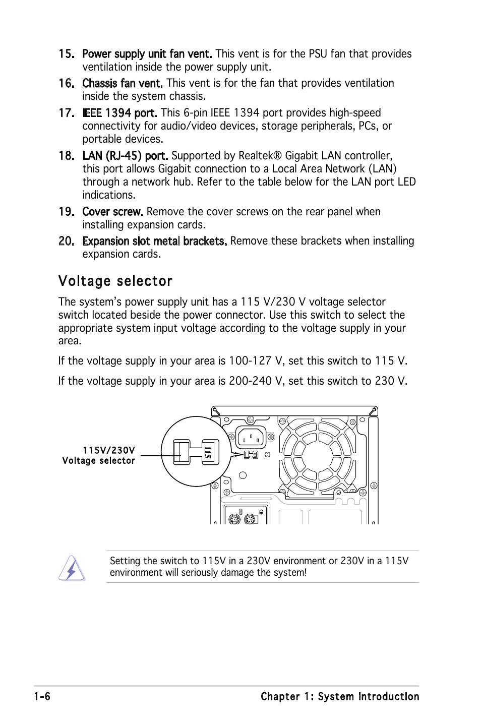 Voltage selector | Asus V3-P5G965 User Manual | Page 16 / 100