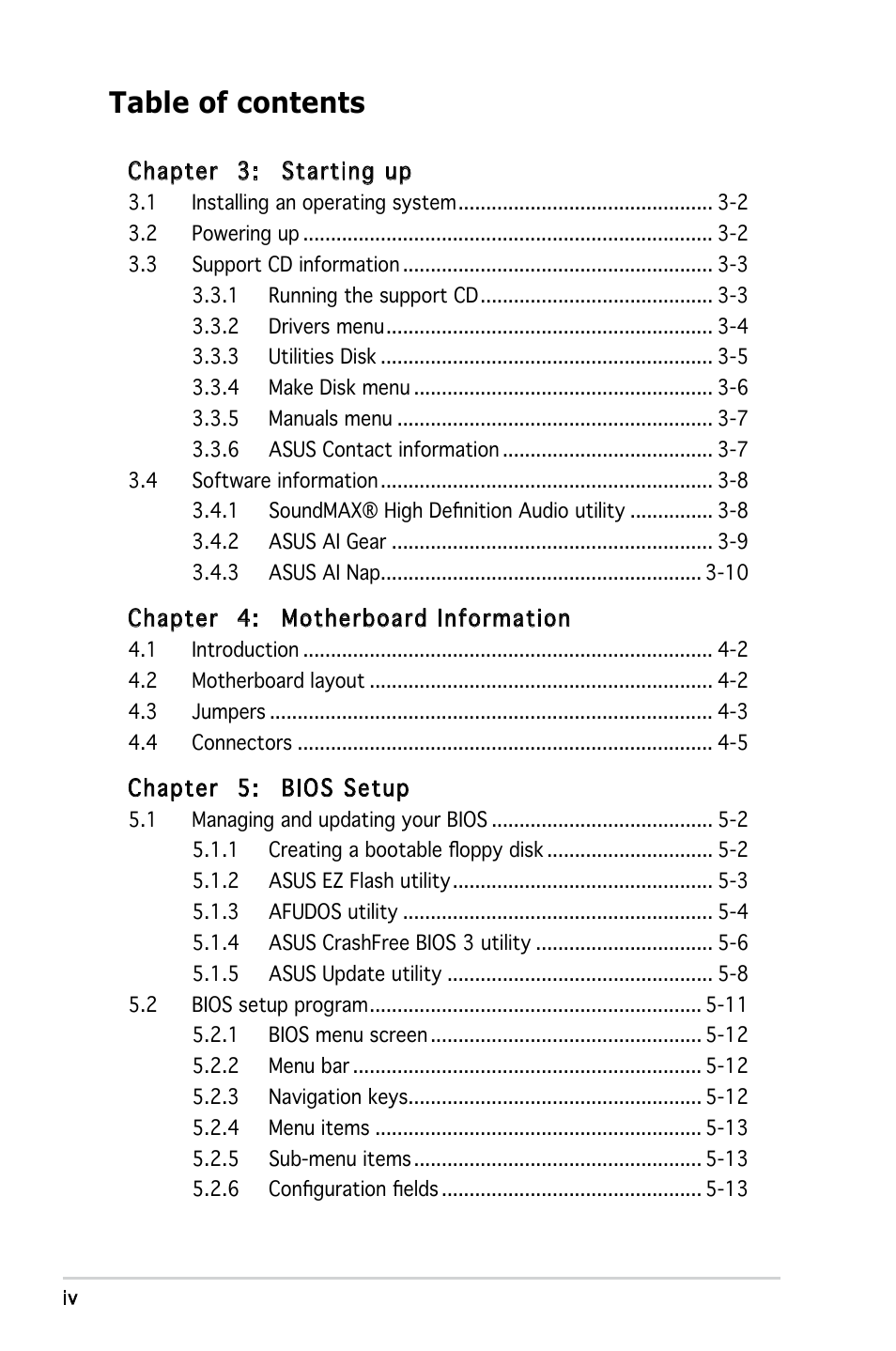 Asus V3-P5G965 User Manual | Page 4 / 100