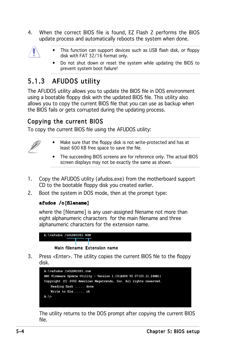 3 afudos utility, Copying the current bios | Asus V3-P5G965 User Manual | Page 68 / 100