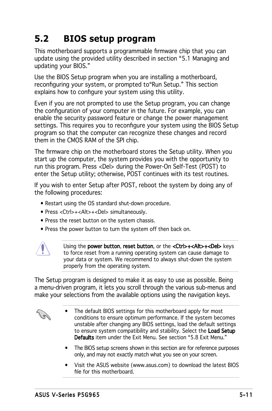 2 bios setup program | Asus V3-P5G965 User Manual | Page 75 / 100