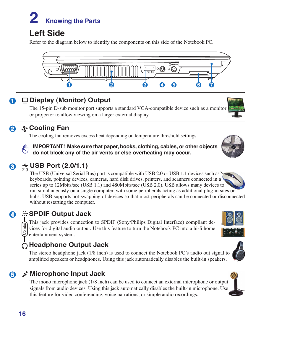 Left side | Asus Z37S User Manual | Page 16 / 80