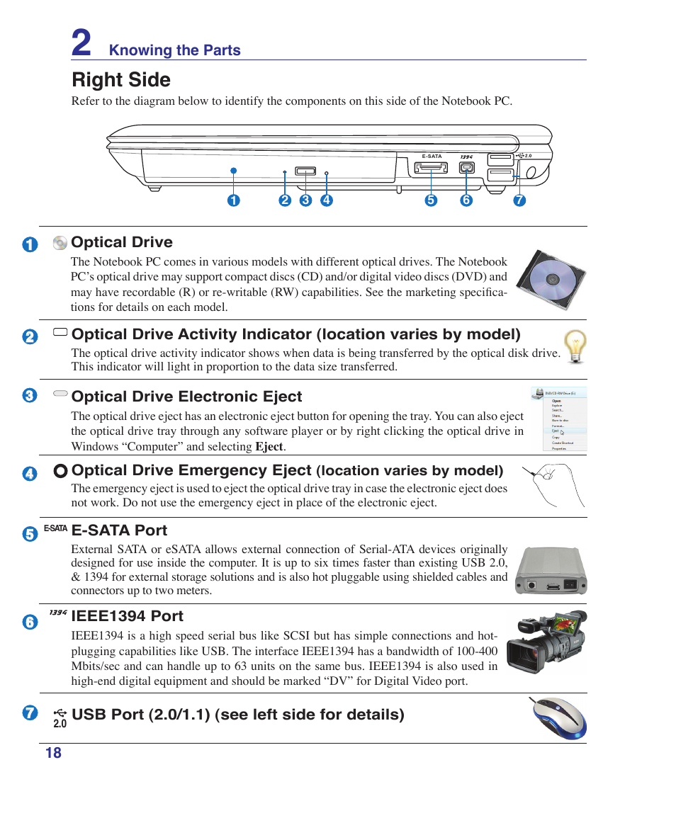 Right side | Asus Z37S User Manual | Page 18 / 80