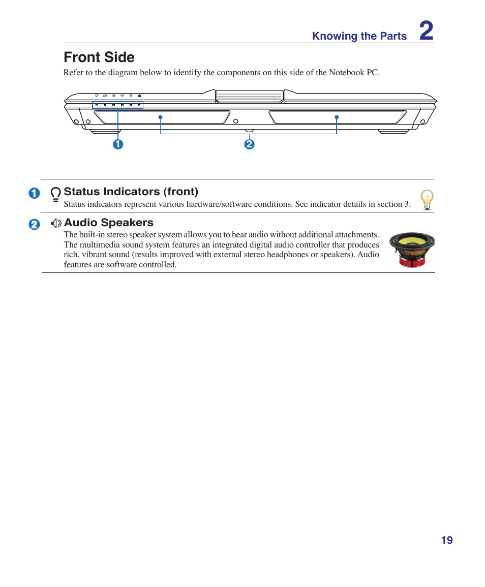 Front side | Asus Z37S User Manual | Page 19 / 80