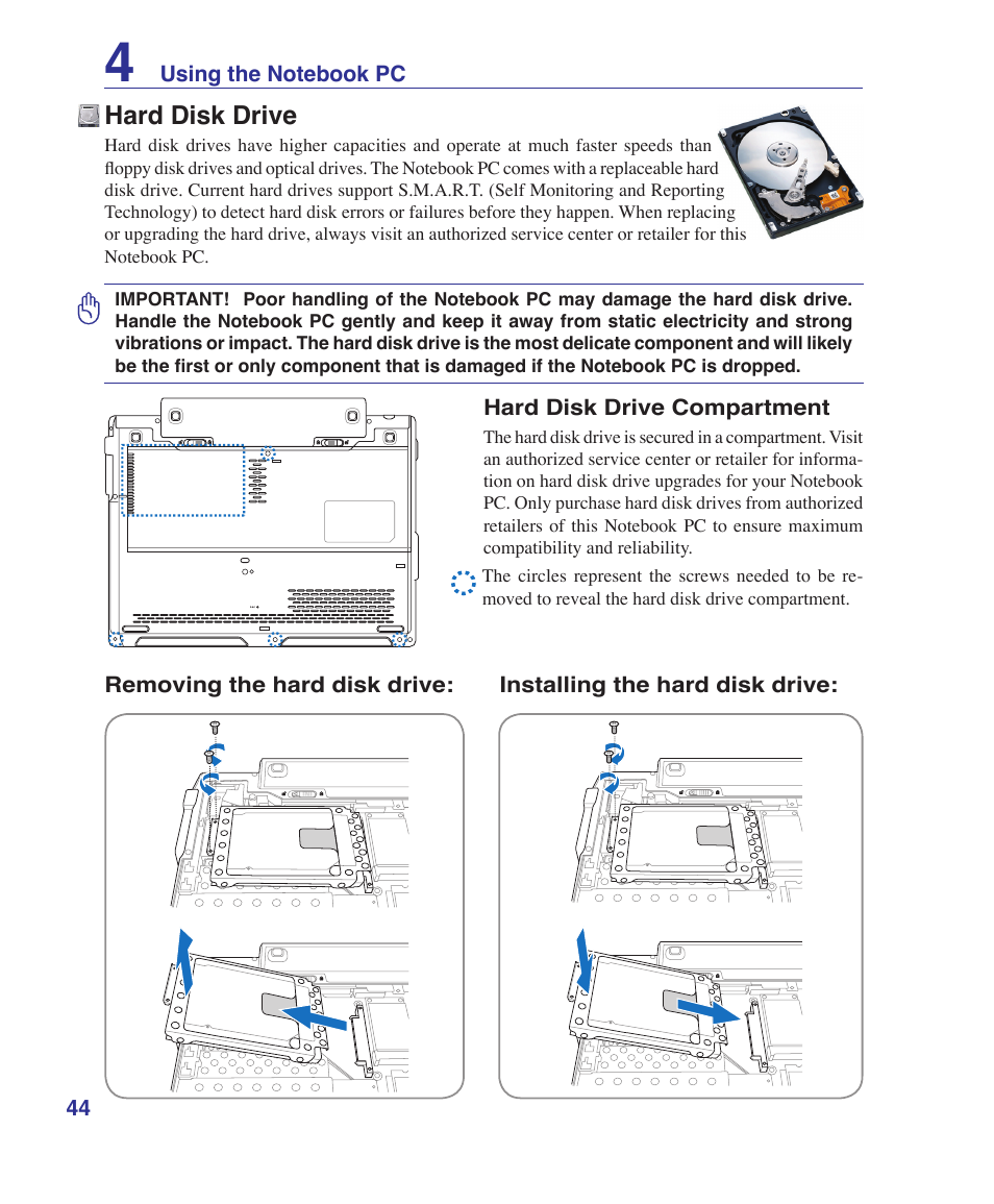 Hard disk drive | Asus Z37S User Manual | Page 44 / 80