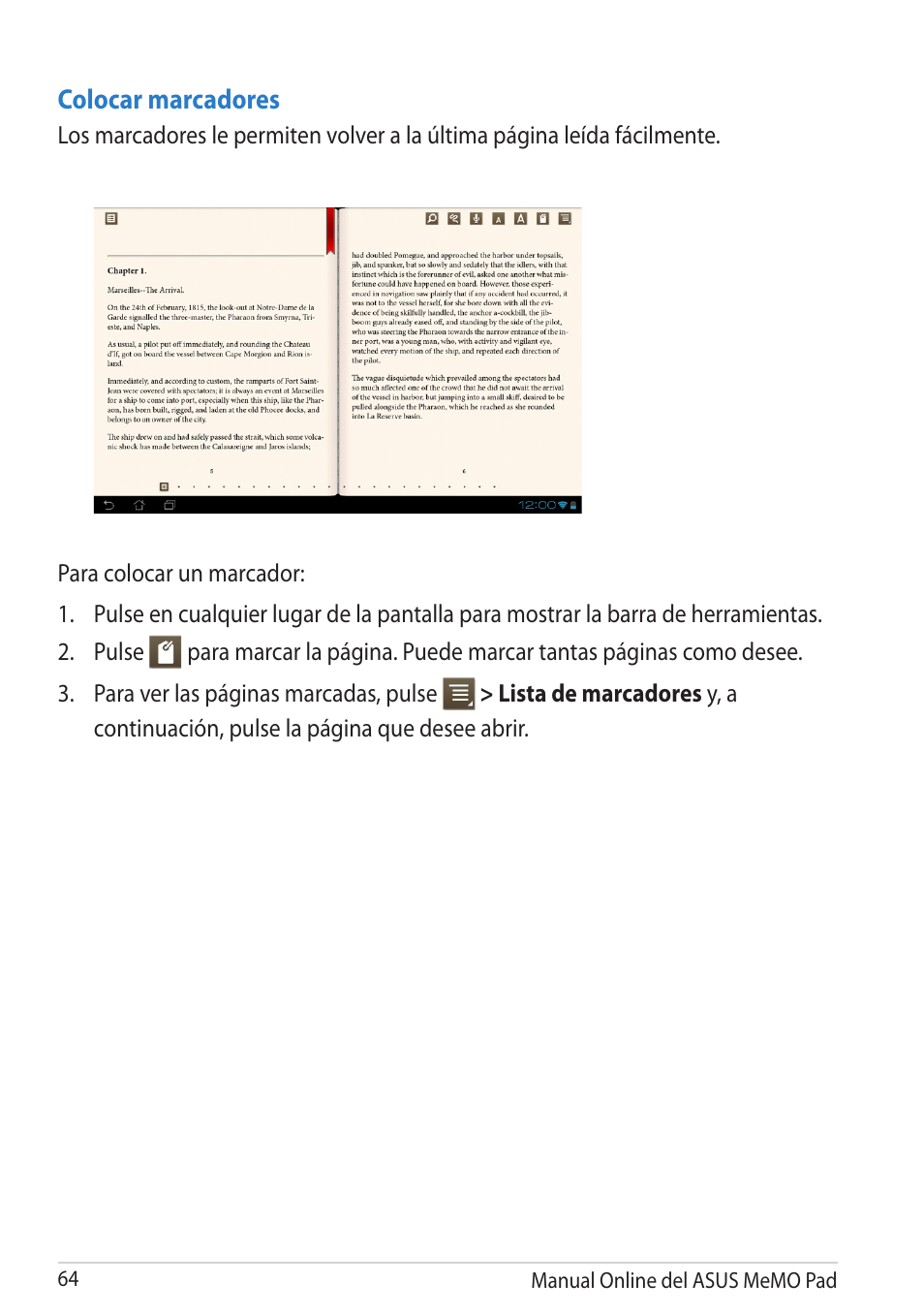 Colocar marcadores | Asus MeMO Pad Smart 10 User Manual | Page 64 / 90