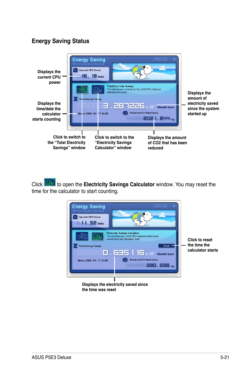 Energy saving status | Asus P5E3 DELUXE/WiFi-AP User Manual | Page 135 / 188