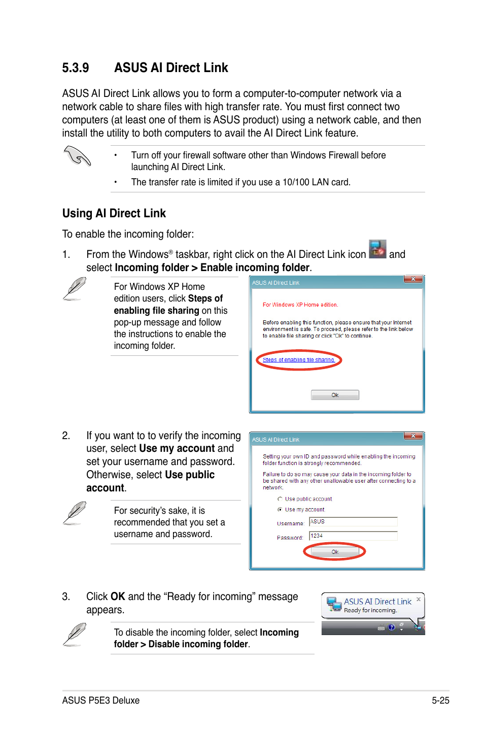 9 asus ai direct link, Using ai direct link | Asus P5E3 DELUXE/WiFi-AP User Manual | Page 139 / 188