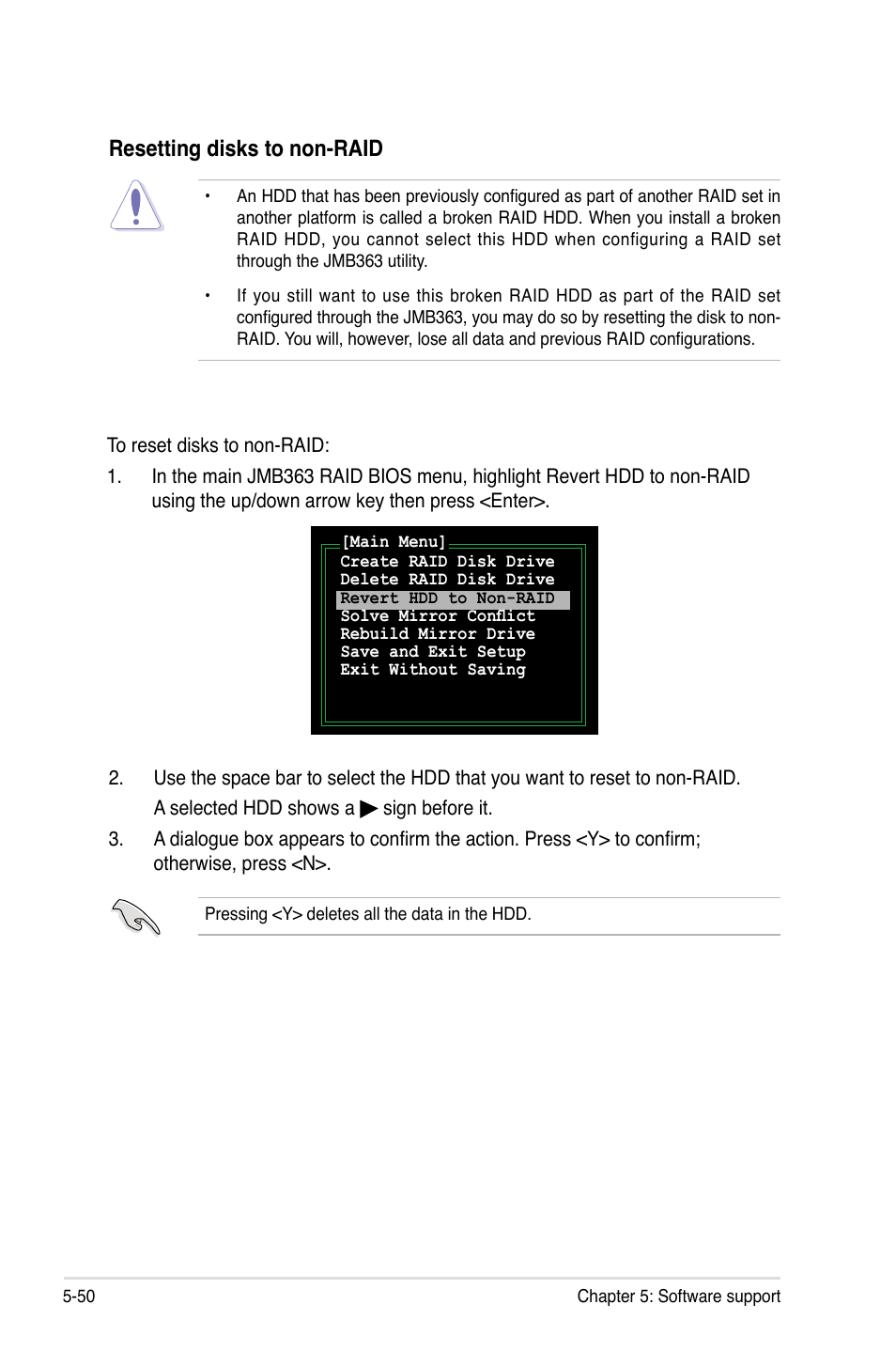 Resetting disks to non-raid | Asus P5E3 DELUXE/WiFi-AP User Manual | Page 164 / 188