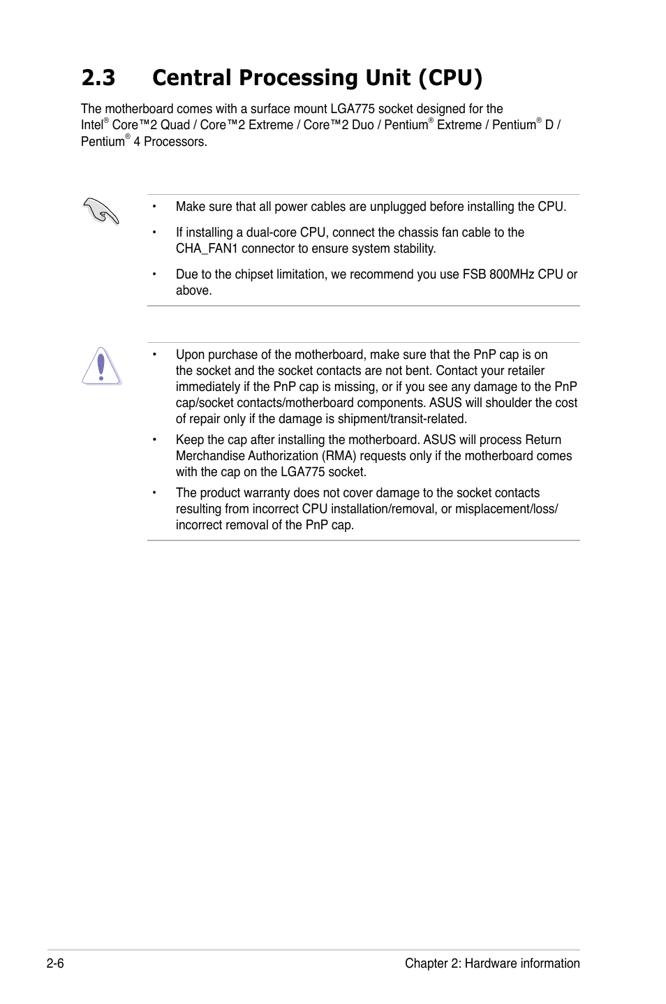 3 central processing unit (cpu) | Asus P5E3 DELUXE/WiFi-AP User Manual | Page 32 / 188