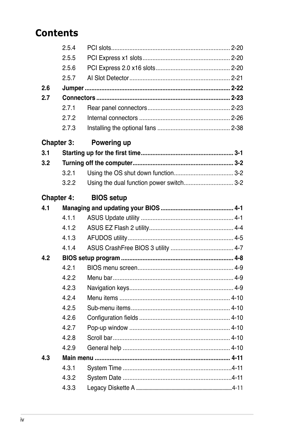 Asus P5E3 DELUXE/WiFi-AP User Manual | Page 4 / 188
