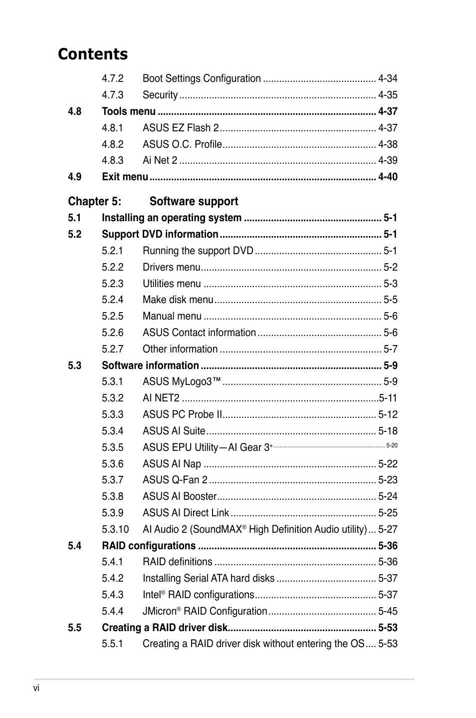 Asus P5E3 DELUXE/WiFi-AP User Manual | Page 6 / 188
