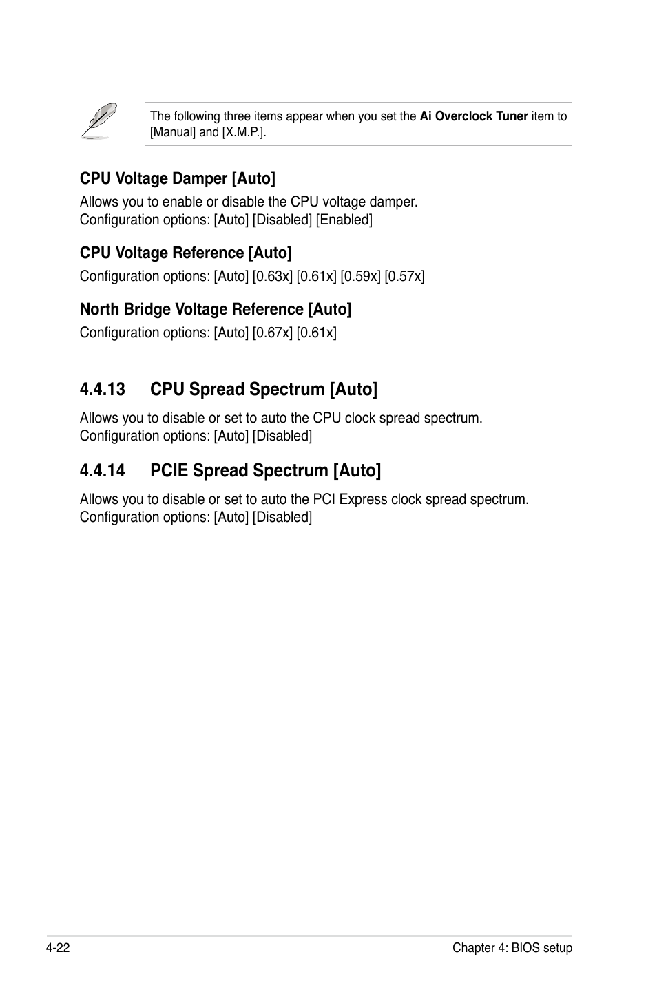 13 cpu spread spectrum [auto, 14 pcie spread spectrum [auto | Asus P5E3 DELUXE/WiFi-AP User Manual | Page 94 / 188