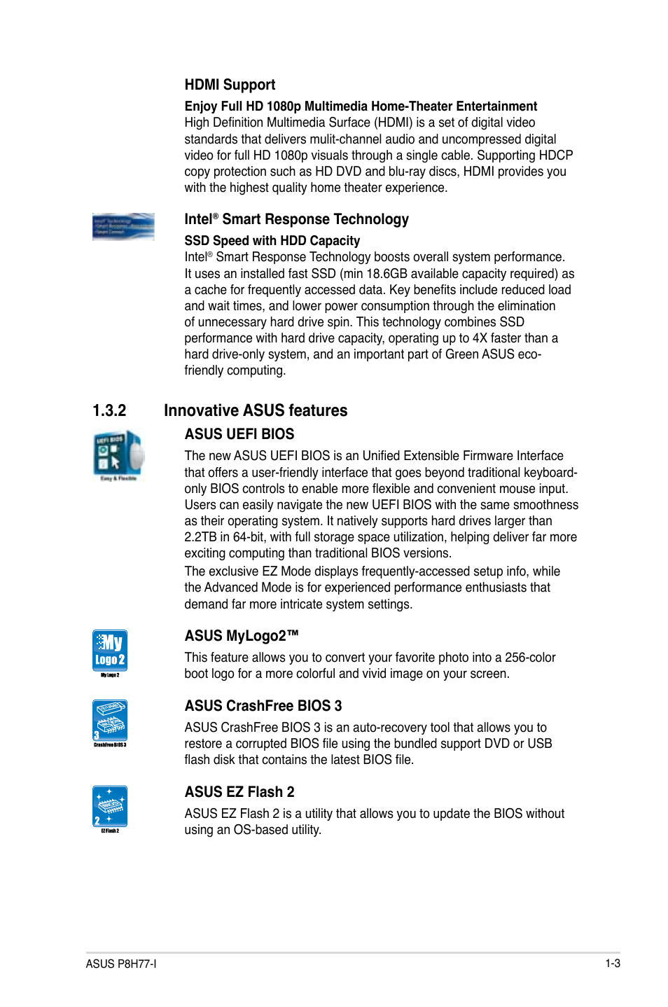 2 innovative asus features, Innovative asus features -3 | Asus P8H77-I User Manual | Page 13 / 74