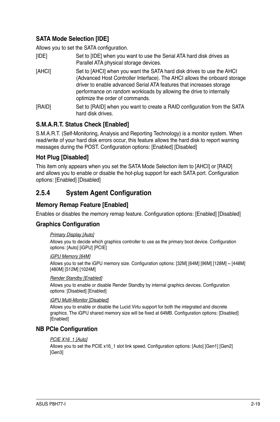 4 system agent configuration, System agent configuration -19 | Asus P8H77-I User Manual | Page 61 / 74