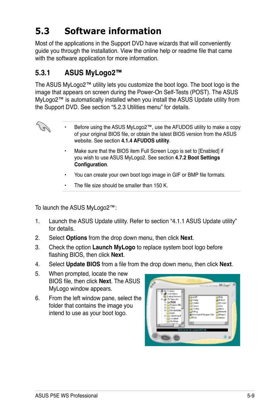 3 software information, 1 asus mylogo2 | Asus P5E WS Professional User Manual | Page 121 / 172