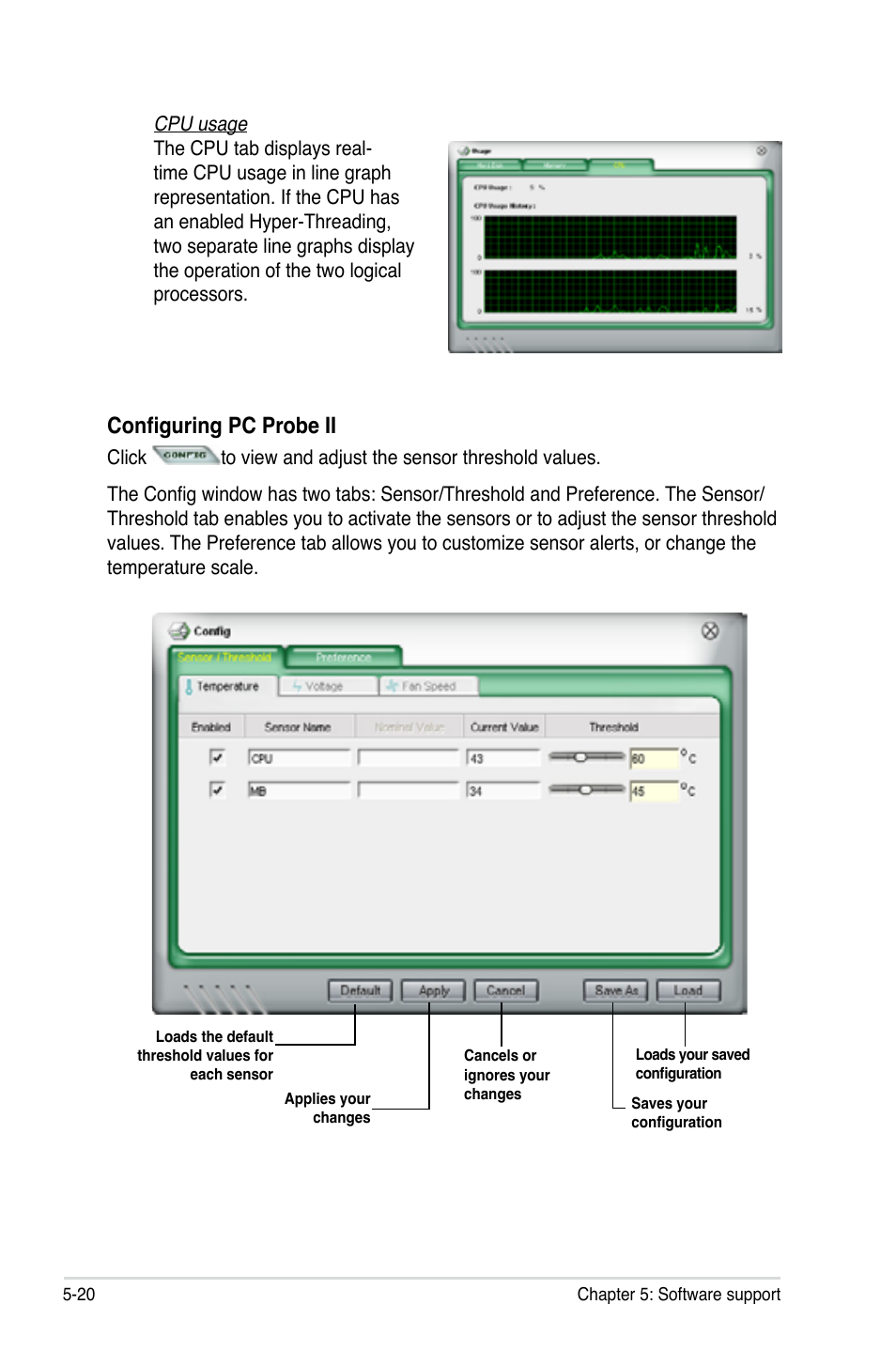 Configuring pc probe ii | Asus P5E WS Professional User Manual | Page 132 / 172