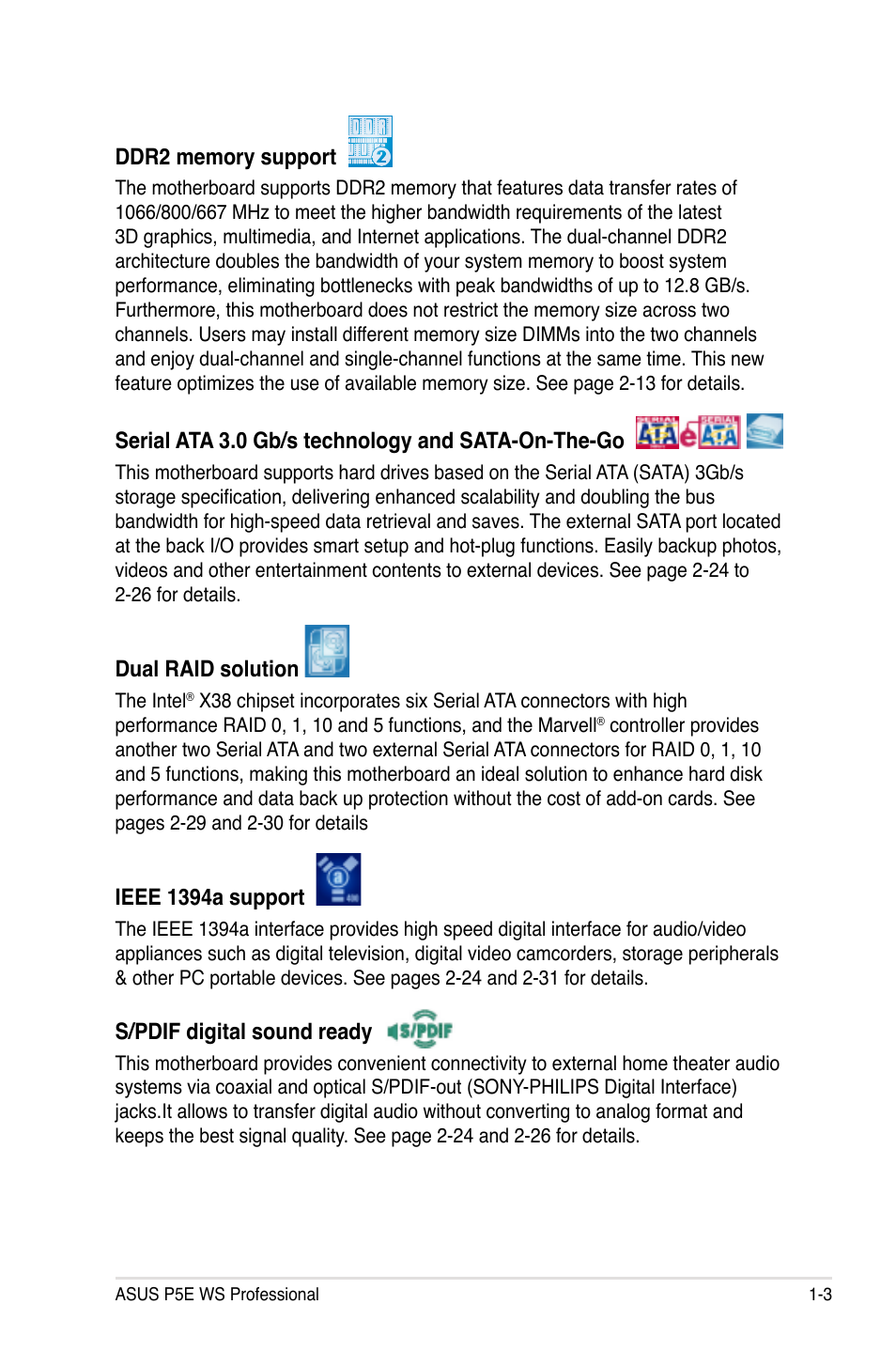 Asus P5E WS Professional User Manual | Page 19 / 172