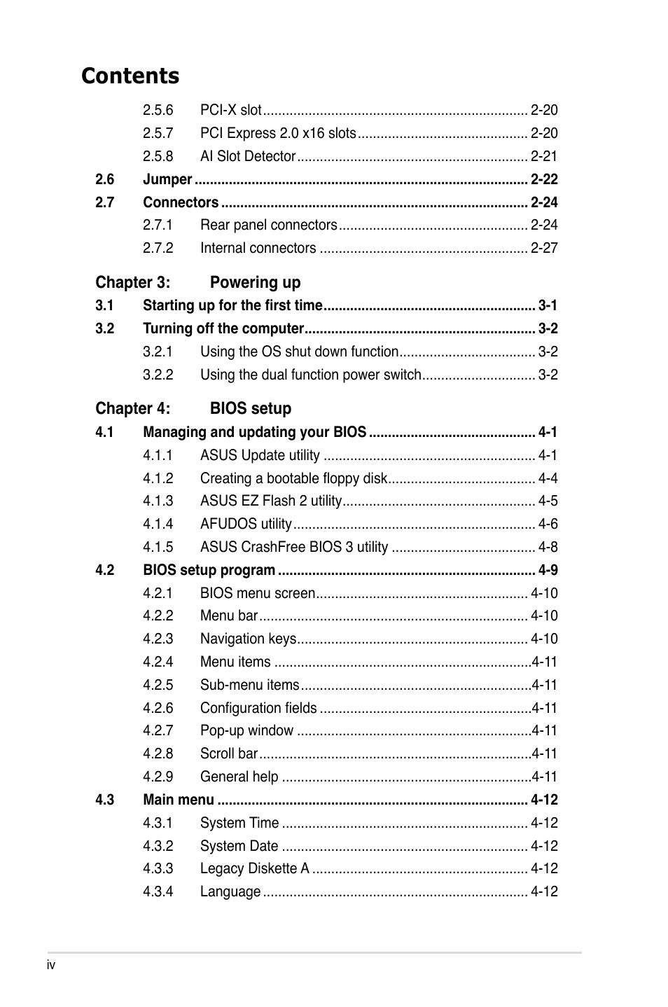 Asus P5E WS Professional User Manual | Page 4 / 172