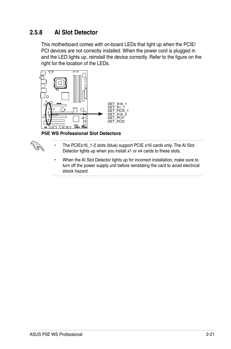 8 ai slot detector | Asus P5E WS Professional User Manual | Page 47 / 172