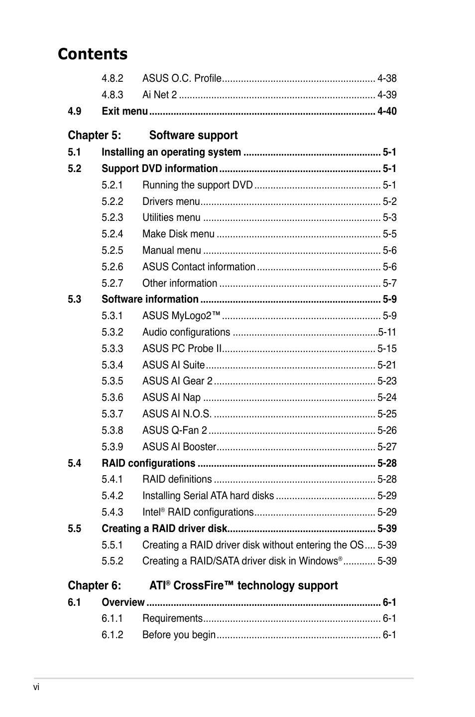 Asus P5E WS Professional User Manual | Page 6 / 172