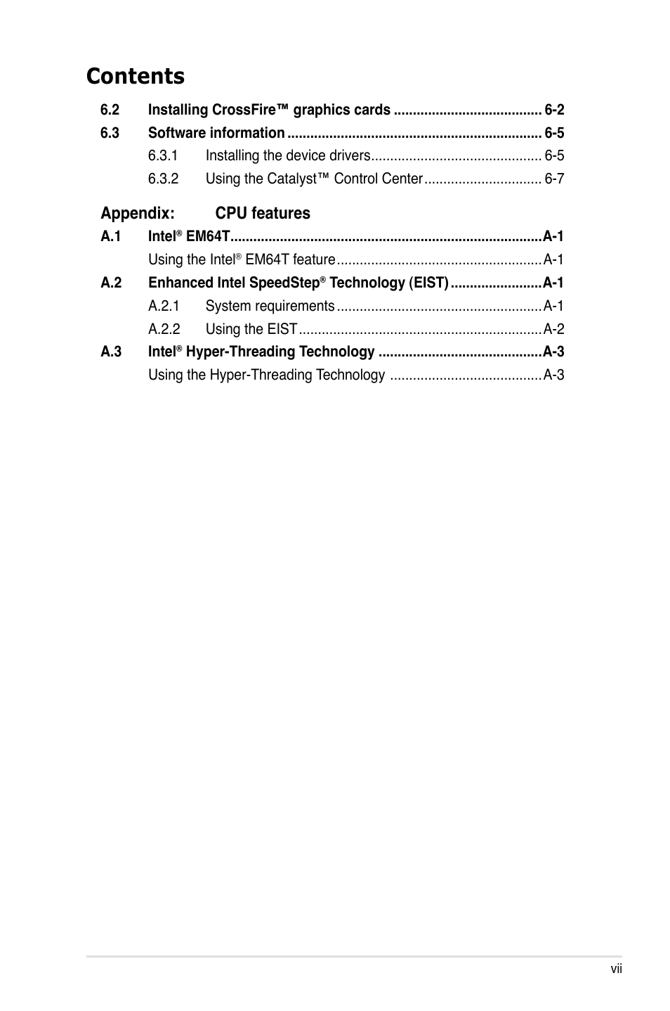 Asus P5E WS Professional User Manual | Page 7 / 172