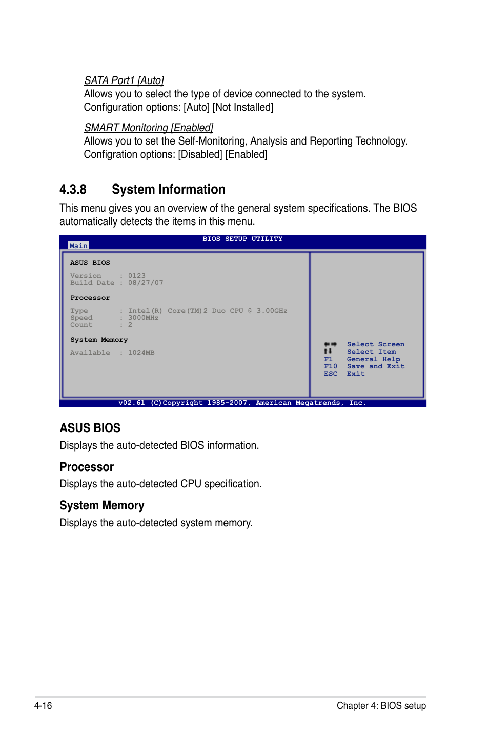 8 system information, Asus bios, Processor | Asus P5E WS Professional User Manual | Page 86 / 172