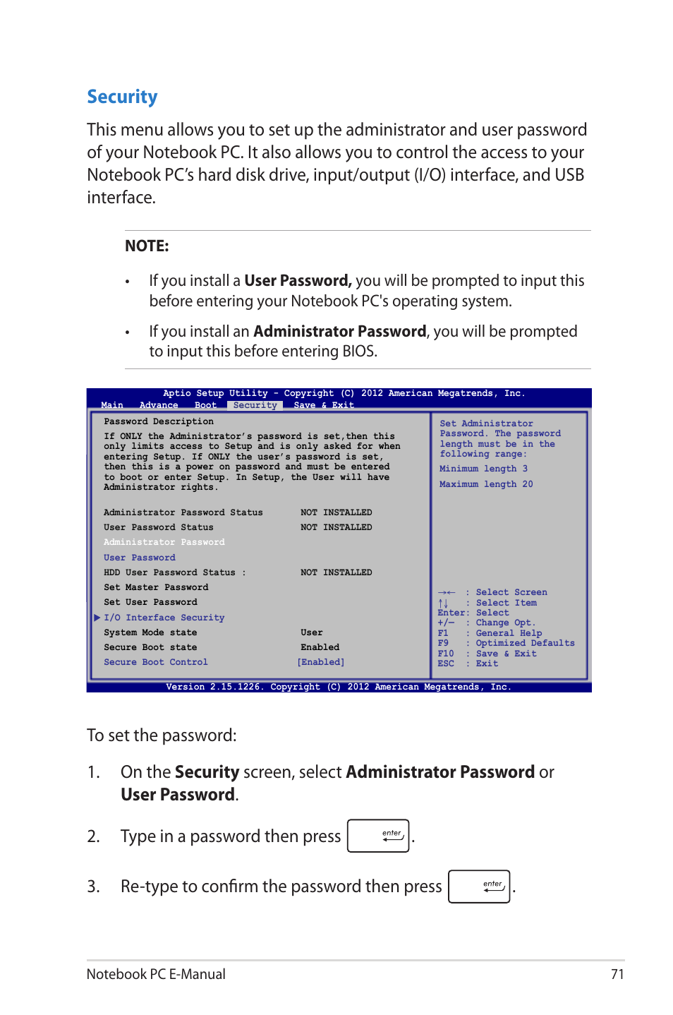 Security | Asus G46VW User Manual | Page 71 / 102