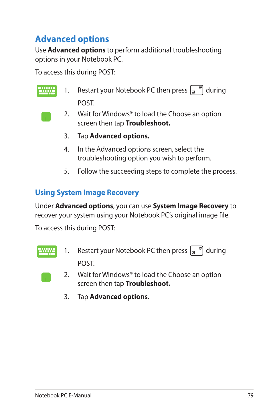 Advanced options | Asus G46VW User Manual | Page 79 / 102