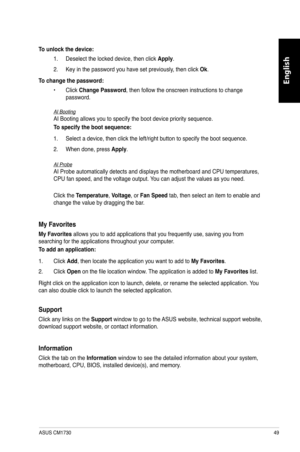 English | Asus CM1730 User Manual | Page 49 / 330