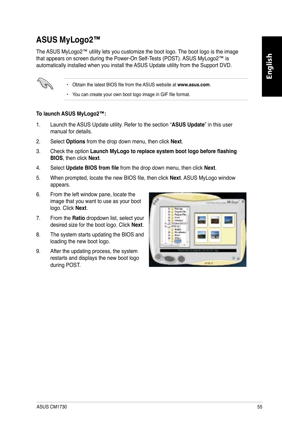 Asus mylogo2, Asus mylogo, English | Asus CM1730 User Manual | Page 55 / 330