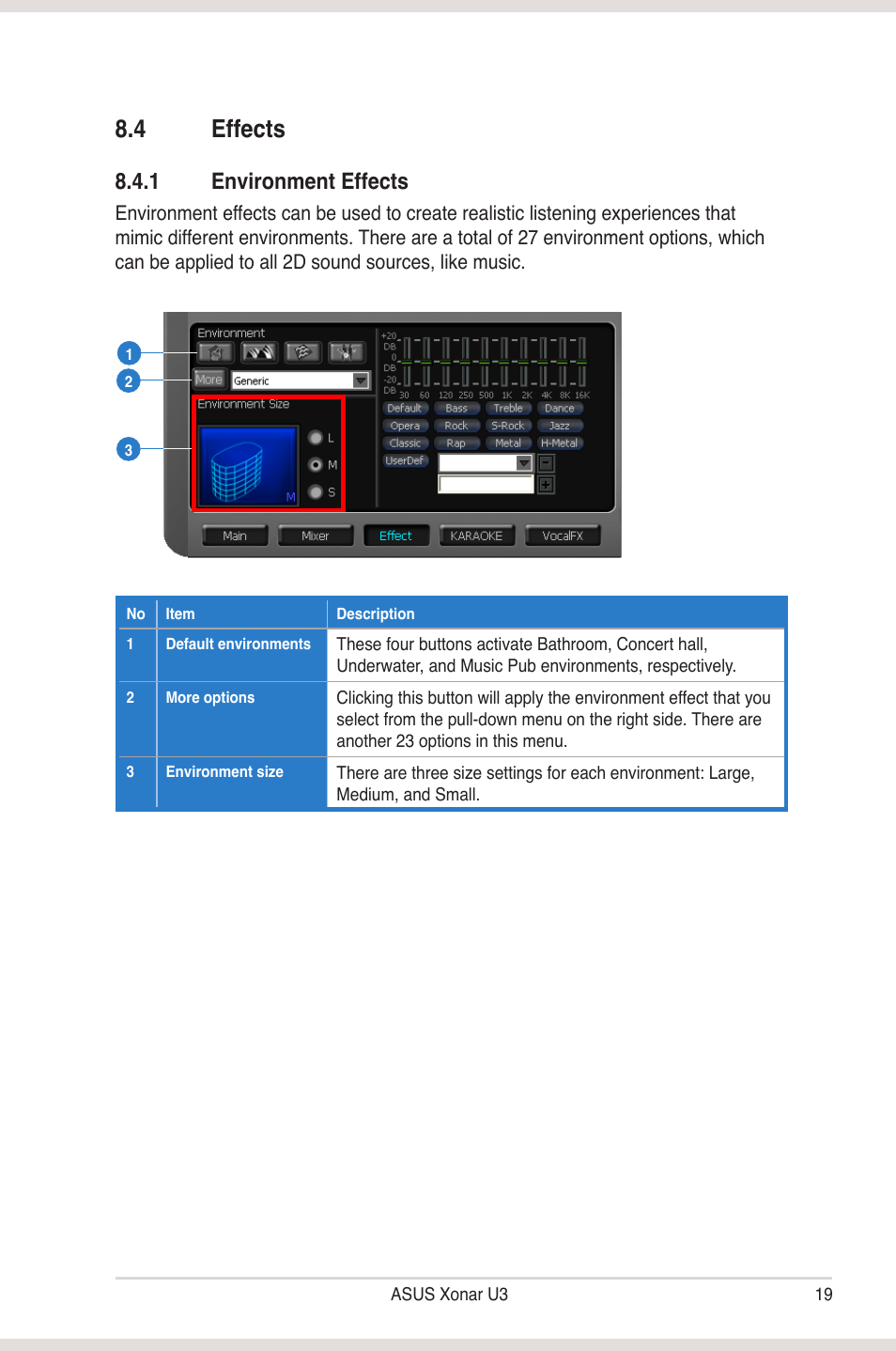 4 effects, Effects, 1 environment effects | Asus Xonar U3 User Manual | Page 25 / 38