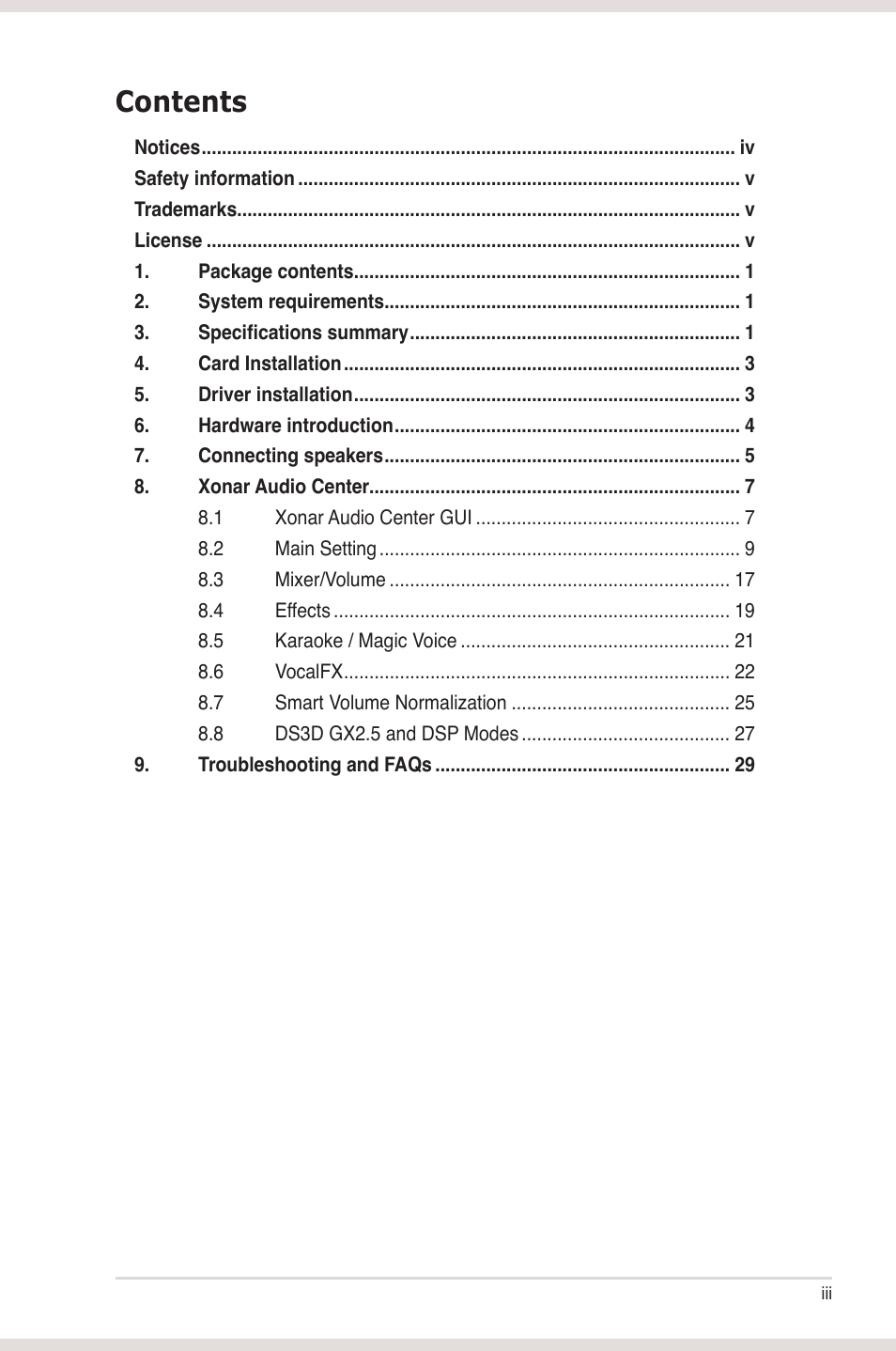 Asus Xonar U3 User Manual | Page 3 / 38