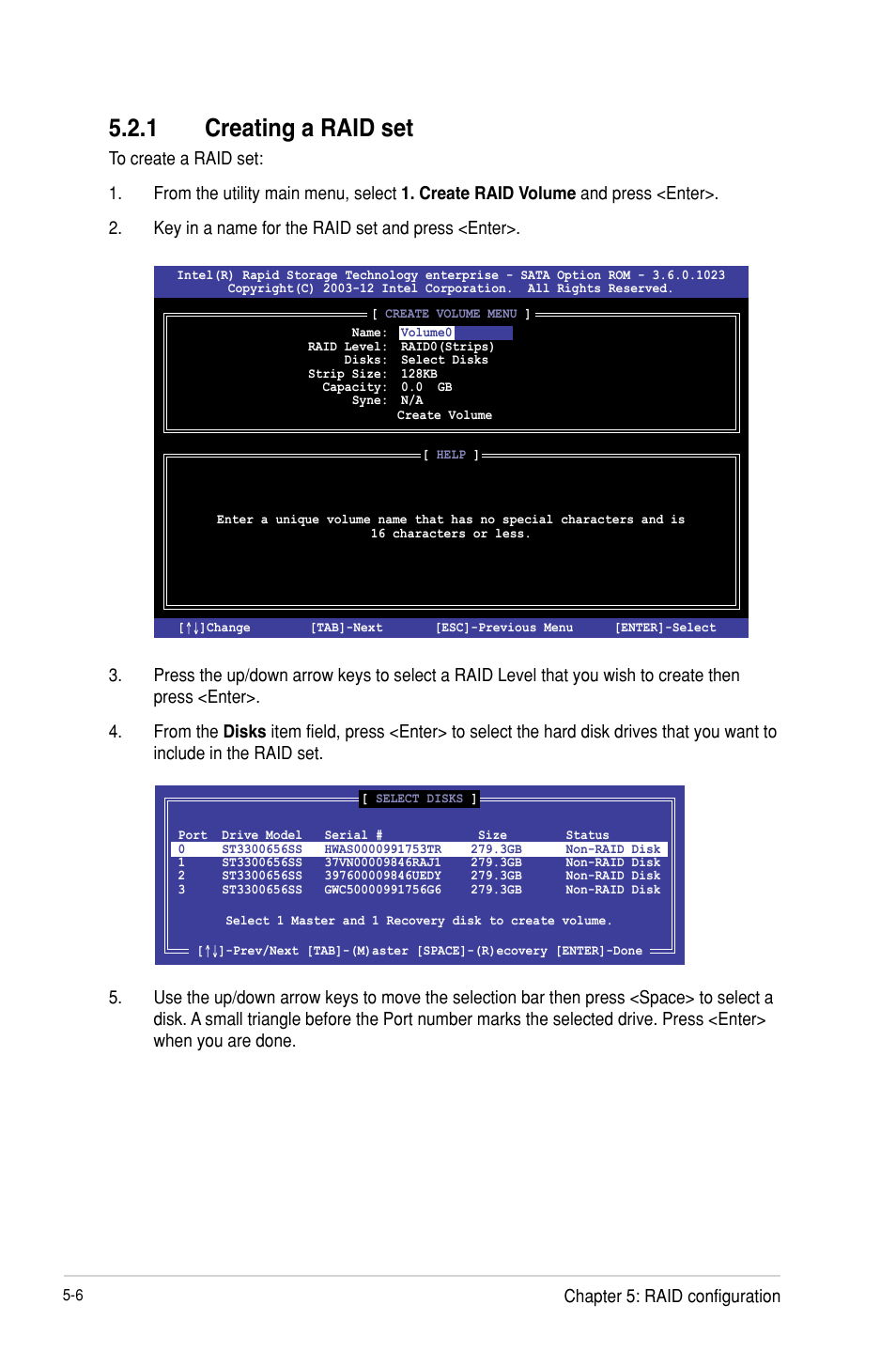 Creating a raid set -6, 1 creating a raid set | Asus P9D-MH/SAS/10G-DUAL User Manual | Page 110 / 192