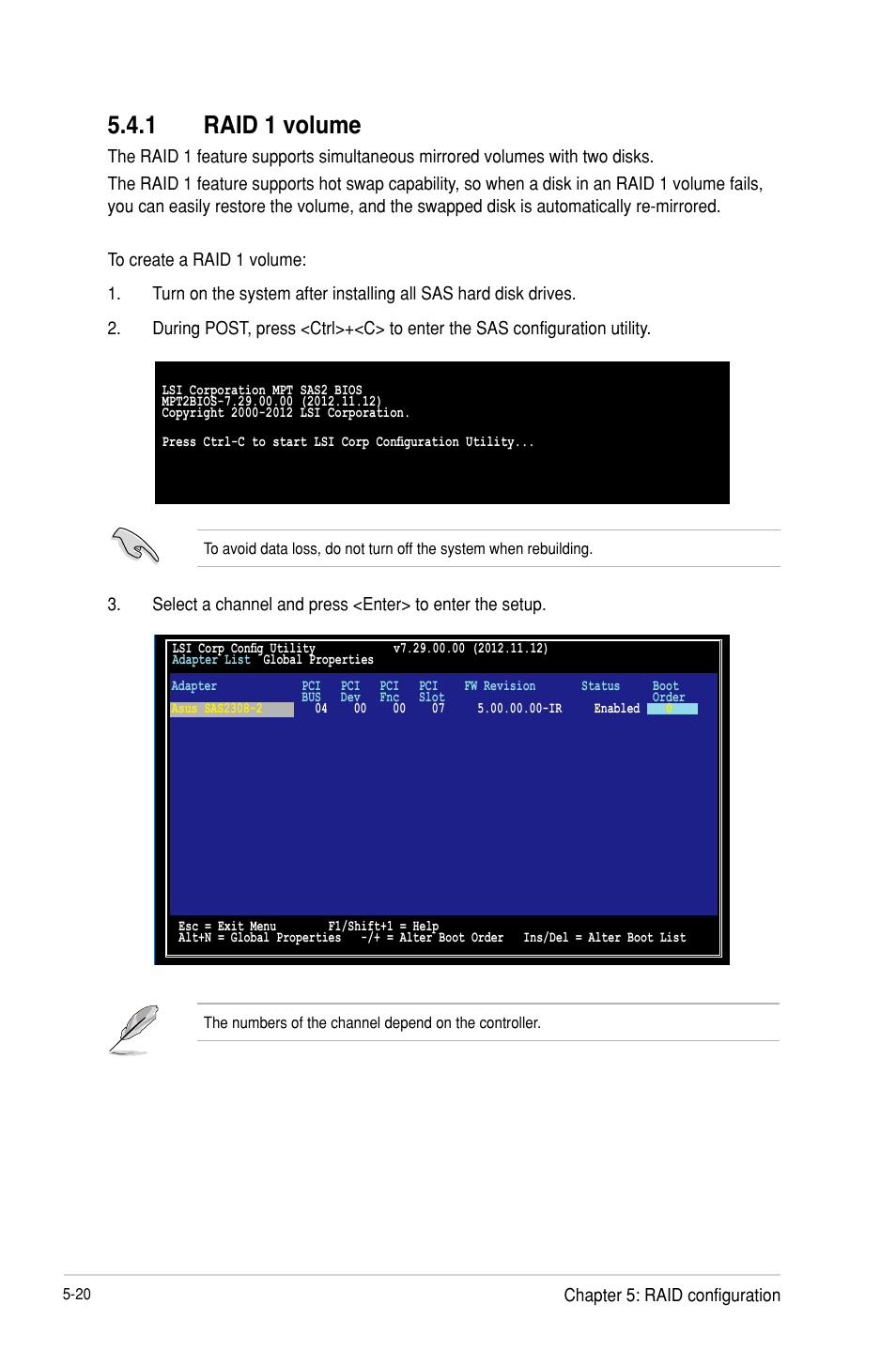 Raid 1 volume -20, 1 raid 1 volume | Asus P9D-MH/SAS/10G-DUAL User Manual | Page 124 / 192