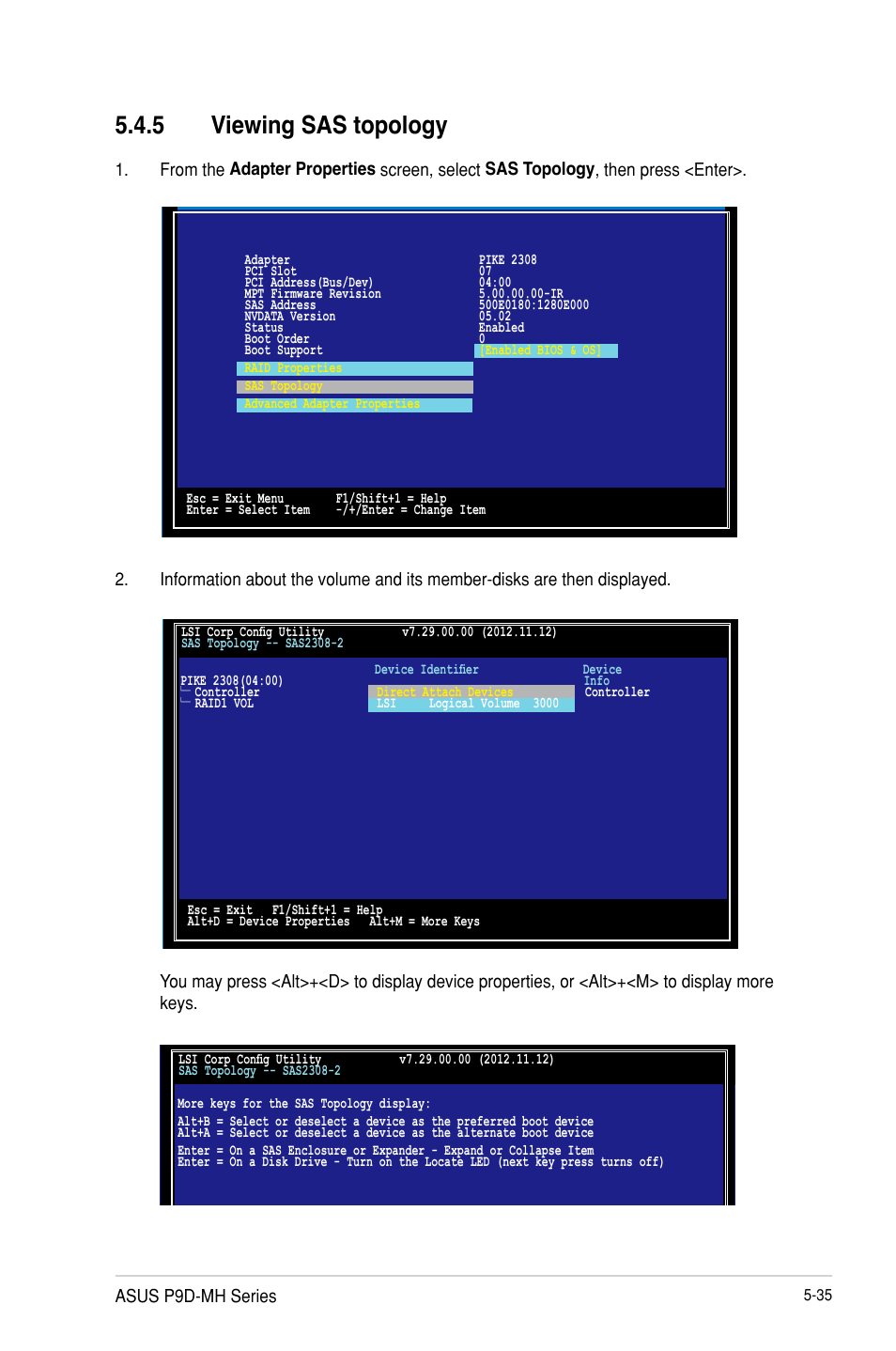 Viewing sas topology -35, 5 viewing sas topology | Asus P9D-MH/SAS/10G-DUAL User Manual | Page 139 / 192